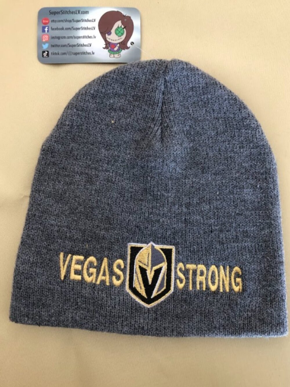 Las Vegas Golden Knights Vegas Strong Grey Cuffless Beanies!